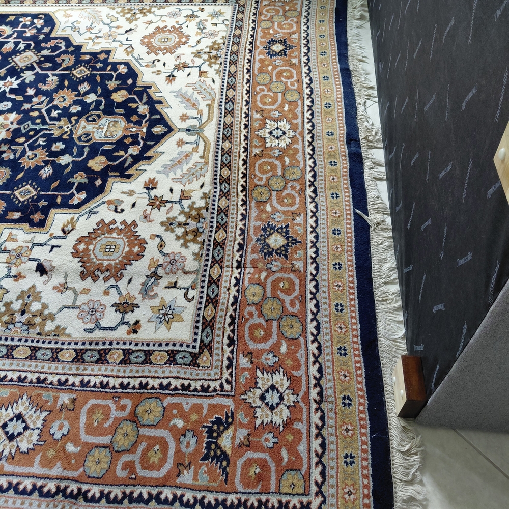 Classic Medallion Area Rug in Navy & Terracotta